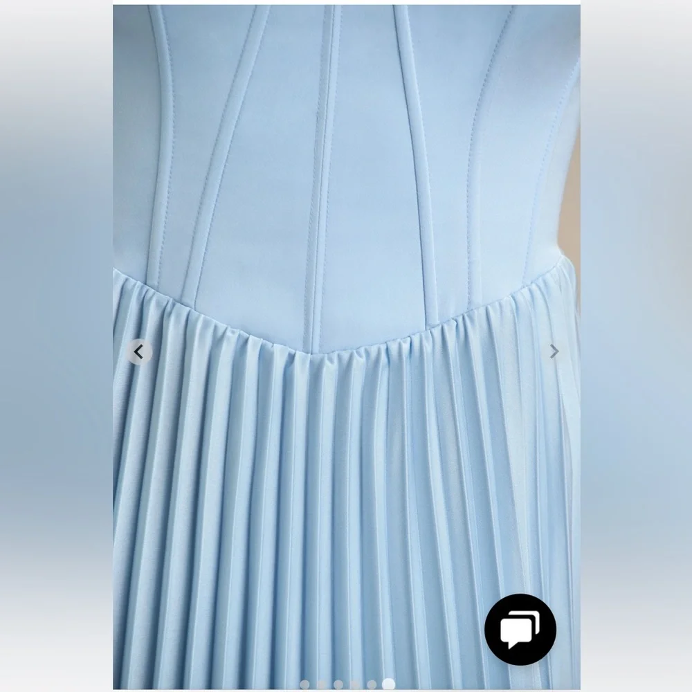 NWT Club L London Peyton Powder Blue Satin Sweetheart-Neck Midi Dress pleats  8